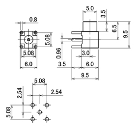 MCXコネクタ,MCX-LR-PCB drawing