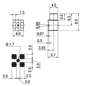 MCXコネクタ,MCX-LR-PCB drawing