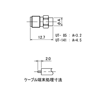 SMAコネクタ,SMA-J-RG405 drawing