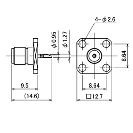 SMAコネクタ,SMA-R drawing