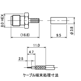 SMAコネクタ,SMA-J-174/U drawing