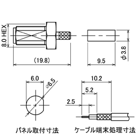 SMAコネクタ,SMA-BJ-174/U drawing