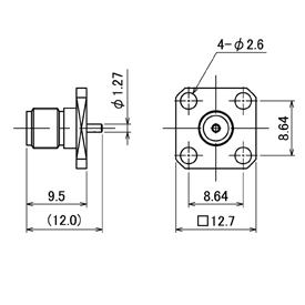 SMAコネクタ,SMA-R drawing