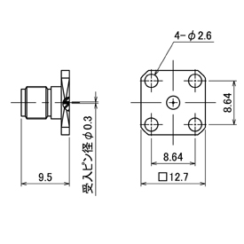 SMAコネクタ,SMA-R drawing