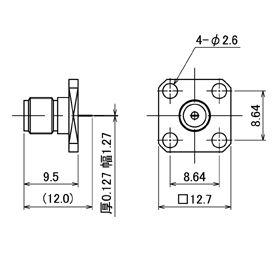 SMAコネクタ,SMA-R drawing