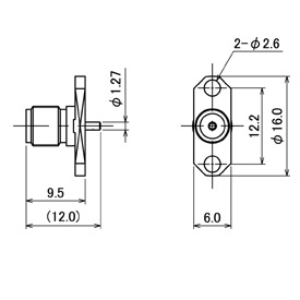 SMAコネクタ,SMA-R drawing