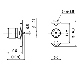SMAコネクタ,SMA-R drawing
