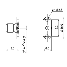 SMAコネクタ,SMA-R drawing