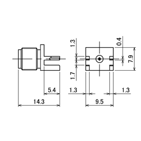 SMAコネクタ,SMA-R-PCB drawing