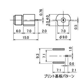 SMAコネクタ,SMA-R-PCB drawing