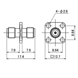SMAコネクタ,SMA-PA-JJ drawing