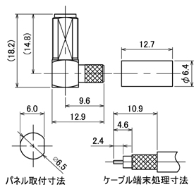 SMAコネクタ,SMA-LJ-58A/U drawing