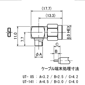 SMAコネクタ,SMA-LP-RG405 drawing