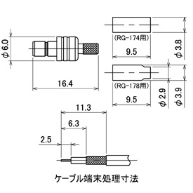 SMBコネクタ,SMB-J-174/U drawing