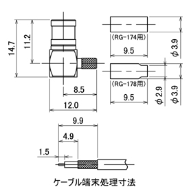 SMBコネクタ,SMB-LP-174/U drawing