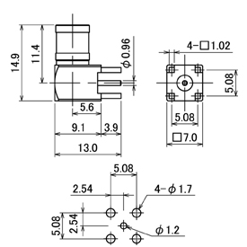 SMBコネクタ,SMB-LPR-PCB drawing