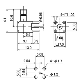 SMBコネクタ,SMB-LR-PCB drawing