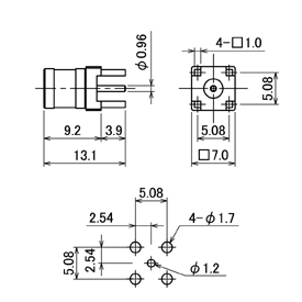 SMBコネクタ,SMB-PR-PCB drawing